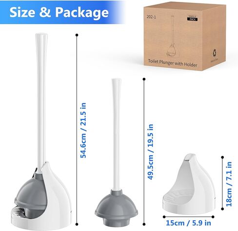 Toilet Plunger with Holder, Plunger with Unique Holder, Plungers for Bathroom with Holder, Toilet Plunger Heavy Duty (1, Grey) in Kuwait