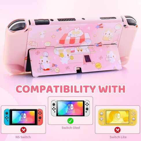 Fundiary لطيف لحقيبة حمل Mashumaro لجهاز Nintendo Switch، ملحقات حقيبة تخزين للسفر باللون الوردي لوحدة تحكم Switch Joycon مع غطاء واقي من مادة TPU، واقي شاشة، حزام كتف وغطاءين للإبهام in Kuwait