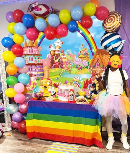 Candyland Theme Party Backdrop Cartoon Rainbow Lollipop Sweet Donut Ice Cream Photography Background for Kid Adult Ice Cream Birthday Party Decoration Banner Baby Shower Photo Props in Saudi Arabia