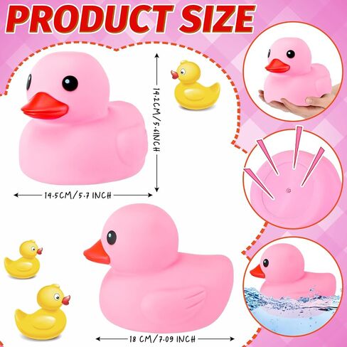 Honoson 6.89 Inch Giant Rubber Duck Big Rubber Duck Large Duck Bath Toy with Squeaky Sound for Summer Baby Shower Birthday Party Favor Gift (Pink) in Saudi Arabia