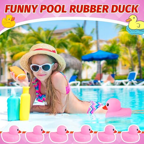 Honoson 6.89 Inch Giant Rubber Duck Big Rubber Duck Large Duck Bath Toy with Squeaky Sound for Summer Baby Shower Birthday Party Favor Gift (Pink) in Saudi Arabia