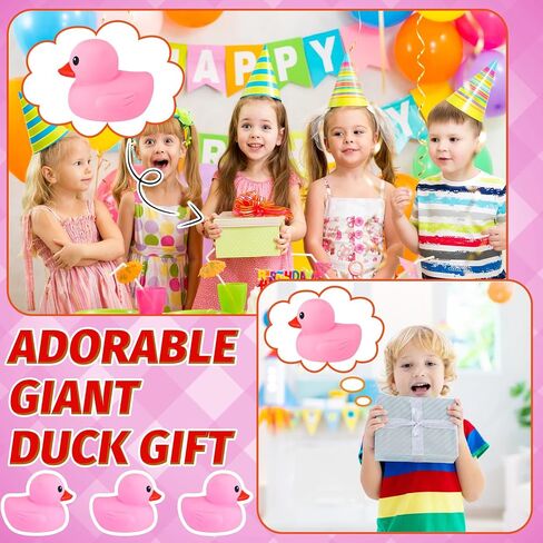Honoson 6.89 Inch Giant Rubber Duck Big Rubber Duck Large Duck Bath Toy with Squeaky Sound for Summer Baby Shower Birthday Party Favor Gift (Pink) in Saudi Arabia