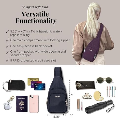 Baggallini Securtex Anti-Theft Daytripper Sling in Saudi Arabia