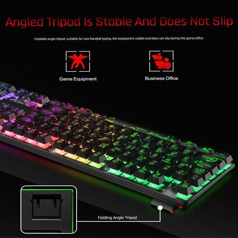 Wired Crack Rainbow Gaming Keyboard, 104 Keys Light Up Mechanical Feeling Computer Keyboard, Wired Gaming Keyboard for PC MAC Xbox Gamer(Black) in Kuwait
