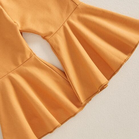 Toddler Baby Girl Halloween Outfit Long Sleeve Letter Pumpkin Embroidery Sweatshirt & Flare Pants Holiday Clothes in Kuwait