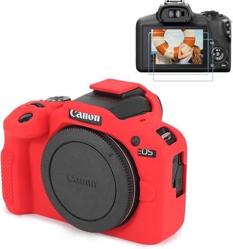 EOS R100 Camera Case & LCD Screen Protector Accessories Kit, Soft Silicone Case for Canon EOS R100 Camera, Lightweight Skin Body Rubber Protective Cover for EOS R100 - Pink in Saudi Arabia