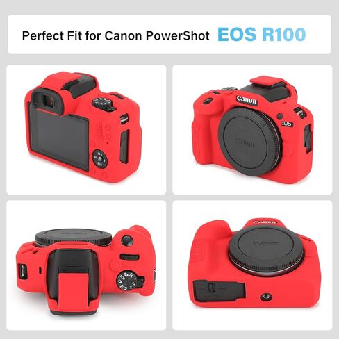 EOS R100 Camera Case & LCD Screen Protector Accessories Kit, Soft Silicone Case for Canon EOS R100 Camera, Lightweight Skin Body Rubber Protective Cover for EOS R100 - Pink in Saudi Arabia