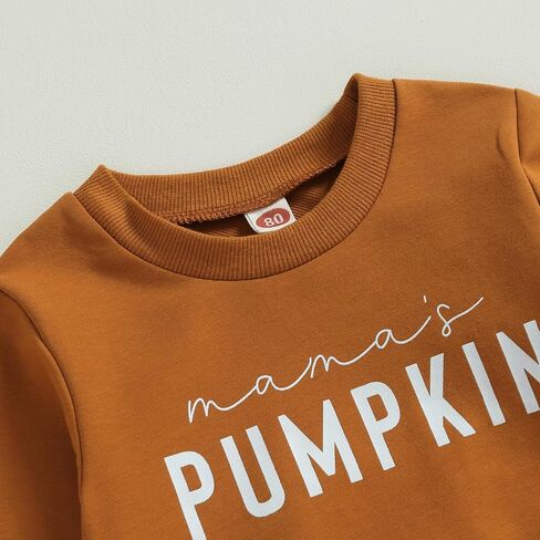 Springcmy Toddler Baby Girl Pumpkin Halloween Clothes Set Long Sleeve Sweatshirt Tops Bell Bottom Flare Pants Outfits Set in Kuwait