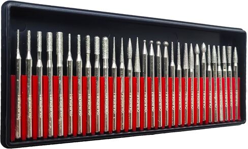 30PCS/Set Diamond Bits for Dremel Tool Needle Point Refurbish and Repair Drill Bits Engraving Carving Polishing Glass Jade Stone Drill Bit Tool Accessories Different Combinations 3mm Handle Diameter in Saudi Arabia
