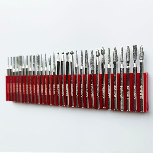 30PCS/Set Diamond Bits for Dremel Tool Needle Point Refurbish and Repair Drill Bits Engraving Carving Polishing Glass Jade Stone Drill Bit Tool Accessories Different Combinations 3mm Handle Diameter in Saudi Arabia