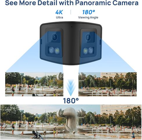 4K 8MP PoE Security Camera, Outdoor IP Camera, PoE AI Bullet IP Camera,Dual-len Camera,Panoramic 180° Wide Angle View, Human/Vehicle Detection, Color Night Vision, Two-Way Audio &Micro SD Slot(512G) in Saudi Arabia