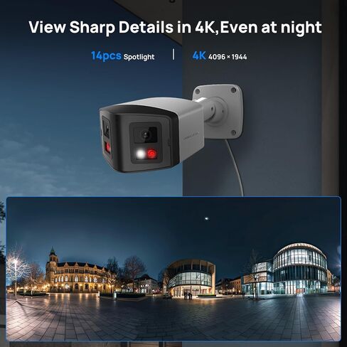 4K 8MP PoE Security Camera, Outdoor IP Camera, PoE AI Bullet IP Camera,Dual-len Camera,Panoramic 180° Wide Angle View, Human/Vehicle Detection, Color Night Vision, Two-Way Audio &Micro SD Slot(512G) in Saudi Arabia