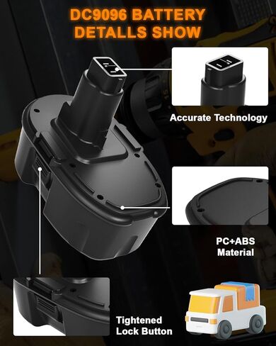 18V 4500mAh DC9096 DC9098 Replacement Battery Compatible with Dewalt 18V Battery Ni-MH DC9099 DC970 DW9095 DW9096 DW9098 DW9099 DE9039 DE9095 DE9096 DE9098 DE9503 2 Pack in Kuwait