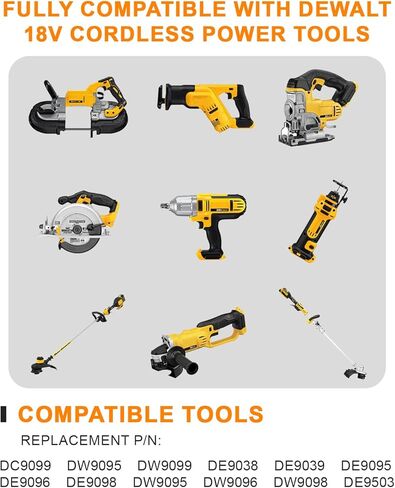 18V 4500mAh DC9096 DC9098 Replacement Battery Compatible with Dewalt 18V Battery Ni-MH DC9099 DC970 DW9095 DW9096 DW9098 DW9099 DE9039 DE9095 DE9096 DE9098 DE9503 2 Pack in Kuwait