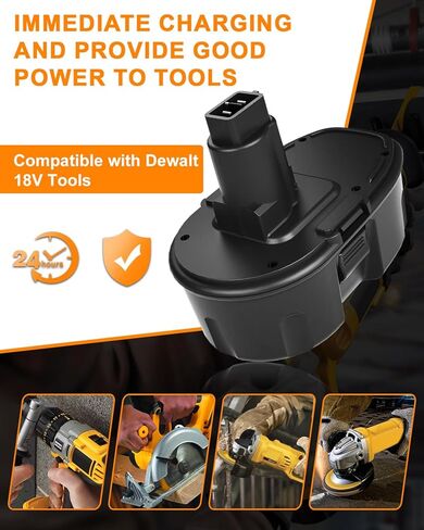 18V 4500mAh DC9096 DC9098 Replacement Battery Compatible with Dewalt 18V Battery Ni-MH DC9099 DC970 DW9095 DW9096 DW9098 DW9099 DE9039 DE9095 DE9096 DE9098 DE9503 2 Pack in Kuwait