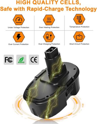 18V 4500mAh DC9096 DC9098 Replacement Battery Compatible with Dewalt 18V Battery Ni-MH DC9099 DC970 DW9095 DW9096 DW9098 DW9099 DE9039 DE9095 DE9096 DE9098 DE9503 2 Pack in Kuwait