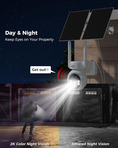 Hiseeu تسجيل 24/7 كاميرات أمان خلوية 4G لاسلكية في الهواء الطلق، لا حاجة إلى WiFi، تعمل بالطاقة الشمسية 20 وات، 360 درجة PTZ، رؤية ليلية 2K، محادثة ثنائية الاتجاه، بطارية 20000 مللي أمبير في الساعة، تتضمن 64 جيجا SD، بطاقة SIM 4G مدمجة in Saudi Arabia