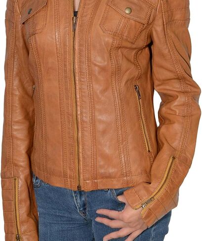 Milwaukee Leather SFL2805 Women's Black Quilted Mandarin Collar Fashion Casual Motorcycle Leather Jacket in Saudi Arabia