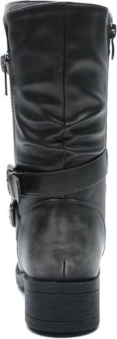 GLOBALWIN Women's Fall Fashion Biker Boots Mid Calf Boots For Women Low Heel in Saudi Arabia