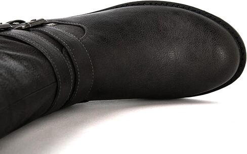 GLOBALWIN Women's Fall Fashion Biker Boots Mid Calf Boots For Women Low Heel in Saudi Arabia