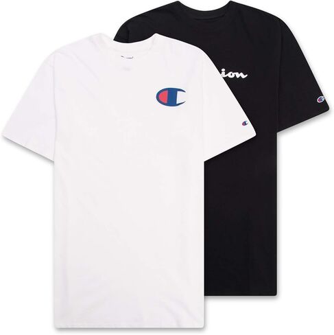 Champion Mens Big and Tall T Shirt, Crewneck Men Tees 2 Pack (2XLT, White/Black) in Saudi Arabia