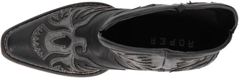 ROPER Womens Amelia Tooled Inlay Slip Toe حذاء كاجوال بكعب منخفض للكاحل 1-2 بوصة - بني in Saudi Arabia