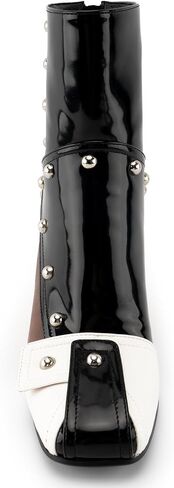 KaroNairy Women's Chunky Heel Ankle Booties Square Toe Short Boots Pull on Biker Boot Back Zipper Gogo Boots Fashion Fall Bootie in Saudi Arabia