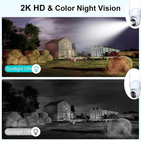 4G Cellular Security Camera Outdoor, Solar Battery Powere, 360° View, 2-Way Talk, 2K HD Color Night Vision, PIR Human Sensor, Cloud & SD, Phone App Alerts，Data Monthly Fee is Necessary in Saudi Arabia