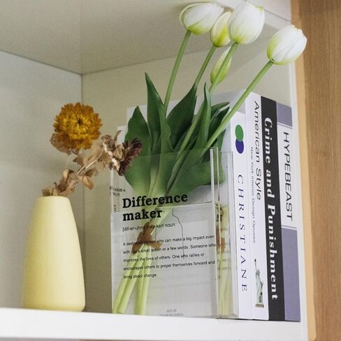 مزهرية كتب للزهور، مزهرية كتب شفافة من الأكريليك، مزهرية زهور شفافة لديكور المنزل، ديكور بسيط لرف الكتب، مزهرية فريدة لمحبي الكتب، كن فخورًا بك... in Kuwait