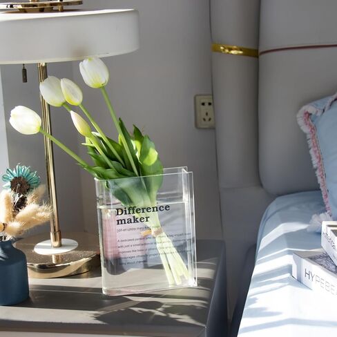 مزهرية كتب للزهور، مزهرية كتب شفافة من الأكريليك، مزهرية زهور شفافة لديكور المنزل، ديكور بسيط لرف الكتب، مزهرية فريدة لمحبي الكتب، كن فخورًا بك... in Kuwait