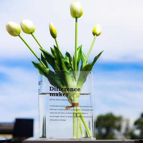 مزهرية كتب للزهور، مزهرية كتب شفافة من الأكريليك، مزهرية زهور شفافة لديكور المنزل، ديكور بسيط لرف الكتب، مزهرية فريدة لمحبي الكتب، كن فخورًا بك... in Kuwait