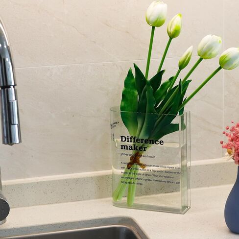 مزهرية كتب للزهور، مزهرية كتب شفافة من الأكريليك، مزهرية زهور شفافة لديكور المنزل، ديكور بسيط لرف الكتب، مزهرية فريدة لمحبي الكتب، كن فخورًا بك... in Kuwait