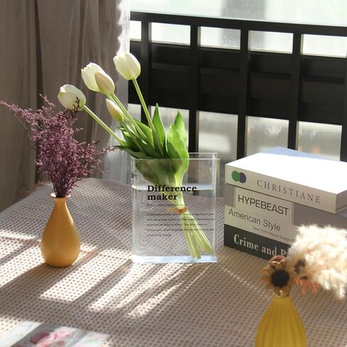 مزهرية كتب للزهور، مزهرية كتب شفافة من الأكريليك، مزهرية زهور شفافة لديكور المنزل، ديكور بسيط لرف الكتب، مزهرية فريدة لمحبي الكتب، كن فخورًا بك... in Kuwait