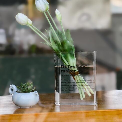 مزهرية كتب للزهور، مزهرية كتب شفافة من الأكريليك، مزهرية زهور شفافة لديكور المنزل، ديكور بسيط لرف الكتب، مزهرية فريدة لمحبي الكتب، كن فخورًا بك... in Kuwait
