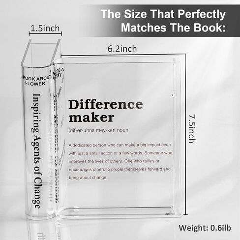 مزهرية كتب للزهور، مزهرية كتب شفافة من الأكريليك، مزهرية زهور شفافة لديكور المنزل، ديكور بسيط لرف الكتب، مزهرية فريدة لمحبي الكتب، كن فخورًا بك... in Kuwait