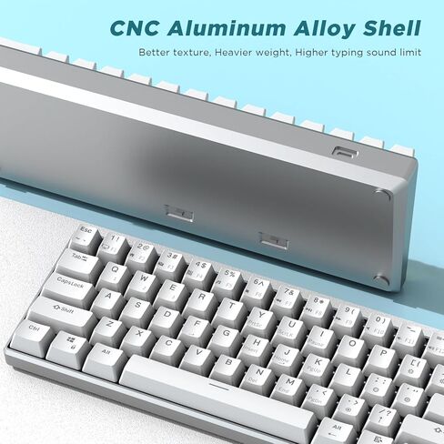 لوحة مفاتيح ميكانيكية RK ROYAL KLUDGE 60% RK61 Pro، لوحة مفاتيح سلكية للألعاب بإطار من الألومنيوم، قابلة للبرمجة بإضاءة خلفية RGB 61 مفتاحًا فائقة الصغر، مفتاح Gateron أحمر، أبيض in Kuwait