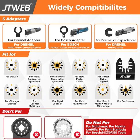 JTWEB 20PCS Extra Long Multitool Blades, Japanese Tooth Oscillating Saw Blades Clean Cut for Wood, Plastic, Bi-Metal Oscillating Tool Blade Metal Cutting, Multi Tool Blades Kits Universal for Dewalt in Kuwait
