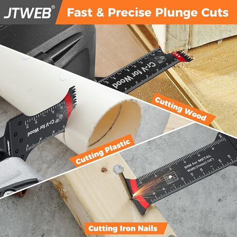 JTWEB 20PCS Extra Long Multitool Blades, Japanese Tooth Oscillating Saw Blades Clean Cut for Wood, Plastic, Bi-Metal Oscillating Tool Blade Metal Cutting, Multi Tool Blades Kits Universal for Dewalt in Kuwait