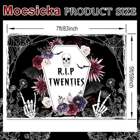 Mocsicka RIP Twenties Party Backdrop Funeral for My Youth Background Death to Your Twenties Adult Halloween 30th Birthday Party Cake Table Decoration Banner Photo Booth Props (7x5ft) in Saudi Arabia