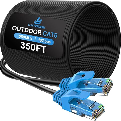 كابل إيثرنت خارجي 75FT Cat6، داخلي، دفن مباشر عالي التحمل، سلك صلب 24AWG CCA، POE، UTP، مقاوم للماء، LLDPE مقاوم للأشعة فوق البنفسجية، شبكة، إنترنت، LAN، كابل تصحيح Cat 6 - 75 قدم in Saudi Arabia