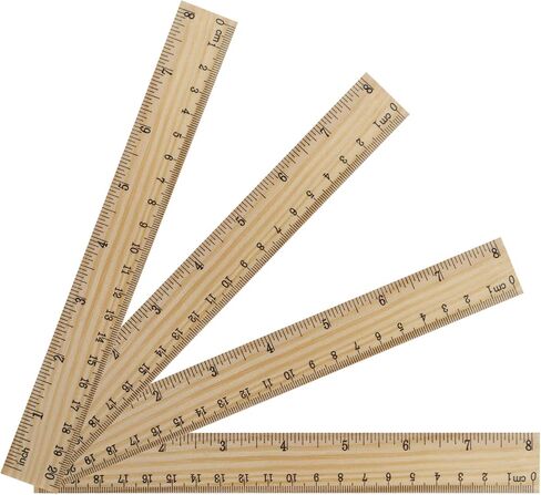 72 Packs 30cm 12 Inch Wooden Rulers, 2 Scale Imperial Metric Double Sided Pine Wood School Measuring Ruler Bulk for Home Classroom Student Office Use Drafting Supplies in Kuwait