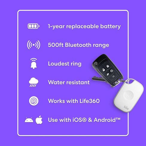 Tile by Life360 Pro (2024) - Powerful Bluetooth Tracker, Key Finder and Item Locator for Keys, Bags and More. Both iOS and Android Compatible. Phone Finder. 1-Pack (Black) in Saudi Arabia
