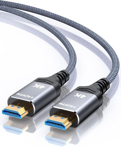 Highwings HDMI Cable 6.6 ft, 4K Ultra High Speed HDMI to HDMI Cord | HDMI 2.0, 18Gbps, 48 bit, Braided, Ethernet, ARC, 3D, HDCP 2.2, ARC, HDR, Compatible with Wall-mounted HDTV/ Monitor/ Roku in Kuwait