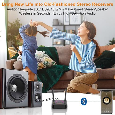 1Mii B06Pro+ Bluetooth Receiver, Hi-Res Bluetooth 5.1 Wireless Audio Adapter w/LDAC for Home Stereo, Long Range HiFi Bluetooth Receiver aptX HD Low Latency Volume Control LCD Display in Saudi Arabia