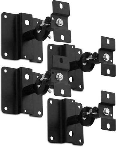 Mount-It! Speaker Mount for Wall and Ceiling, Low Profile Heavy Duty, Anti-Theft, Universal for Channel Surround Sound and Satellite Speakers, Black, 2 Mounts in Kuwait