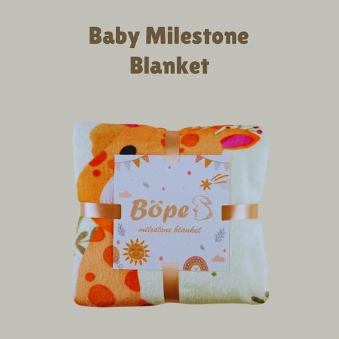 Monthly Milestone Baby Blanket Extra Soft Flannel, Gender Neutral Animal Print with Giraffe and Flowers Babyshower Boy Girl Gift for Parents with Gift Box in Saudi Arabia