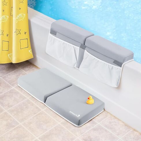 مجموعة وسادات مسند الركبة ومسند الكوع من سموشي بيبي، سجادة مريحة للركبة لاستحمام الطفل - وسادة ركبة سميكة للغاية وغير مؤلمة مع جيوب لتنظيم الألعاب، سريعة الجفاف، قابلة للطي in Kuwait