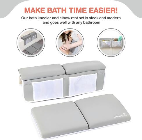 مجموعة وسادات مسند الركبة ومسند الكوع من سموشي بيبي، سجادة مريحة للركبة لاستحمام الطفل - وسادة ركبة سميكة للغاية وغير مؤلمة مع جيوب لتنظيم الألعاب، سريعة الجفاف، قابلة للطي in Kuwait