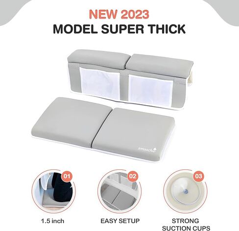 مجموعة وسادات مسند الركبة ومسند الكوع من سموشي بيبي، سجادة مريحة للركبة لاستحمام الطفل - وسادة ركبة سميكة للغاية وغير مؤلمة مع جيوب لتنظيم الألعاب، سريعة الجفاف، قابلة للطي in Kuwait