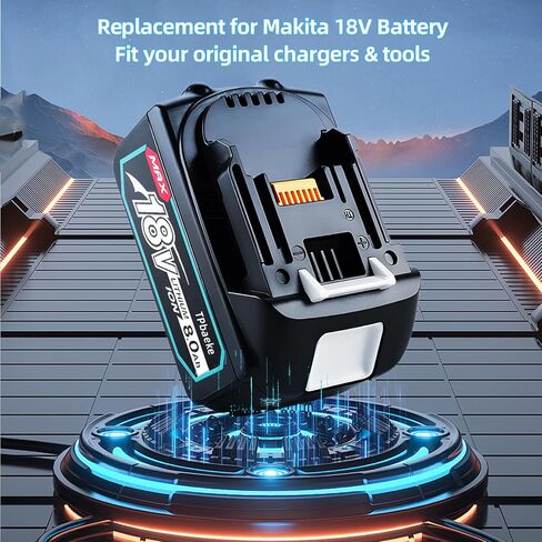 TPbaeke 2 حزمة 18 فولت 8000 مللي أمبير بطارية ليثيوم أيون بديلة لأداة الطاقة مع مؤشر LED، قابلة لإعادة الشحن لماكيتا 18 فولت BL1815B BL1830B BL1840B BBL1850B BL1860B LXT400 مثقاب لاسلكي in Saudi Arabia